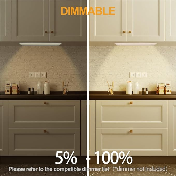 Ansen 2Packs of Under Cabinet Lighting Hardwired, 24in 18W 1237LM Dimmable Led Light for Kitchen/Closet, CRI 92+, R9 90+, 3 Color Temperature, 3000K/4000K/5000K(Warm White, Cool White, Daylight)