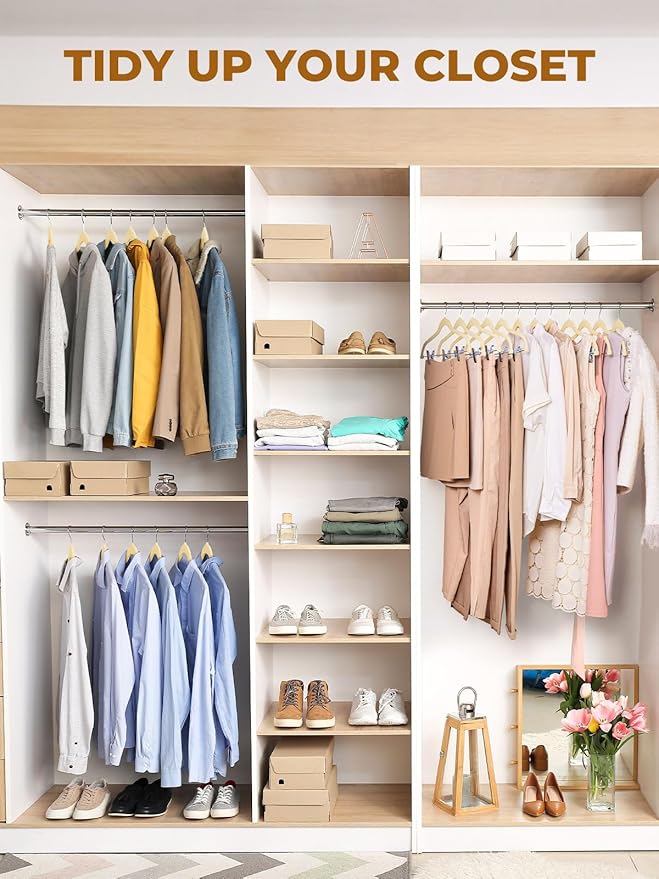 HOUSE DAY Velvet Skirt Hangers 24 Pack, Beige Velvet Pant Hangers with Adjustable Clips, Space Saving Slim Shorts Hanger, Heavy Duty Non Slip Clip Hanger for Pants, Skirts, Shorts