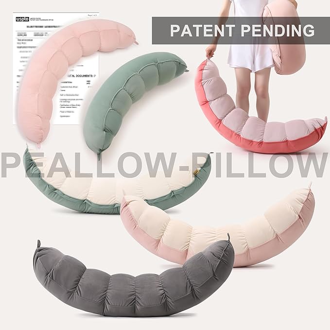 Peallow(Pat. Pend) – Long Round Body Pillow for Adults, Bolster Pillow for Sleeping, Soft and Supportive Pillow for Sleeping & Lumbar Support (Teal Blue,39")