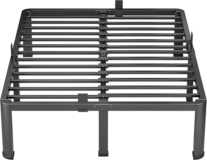 14 Inch California King Heavy Duty 3500 lbs Bed Frame with Round-Corner Legs & Anti-Squeak Design – Quick Assembly Metal Platform, No Box Spring Needed
