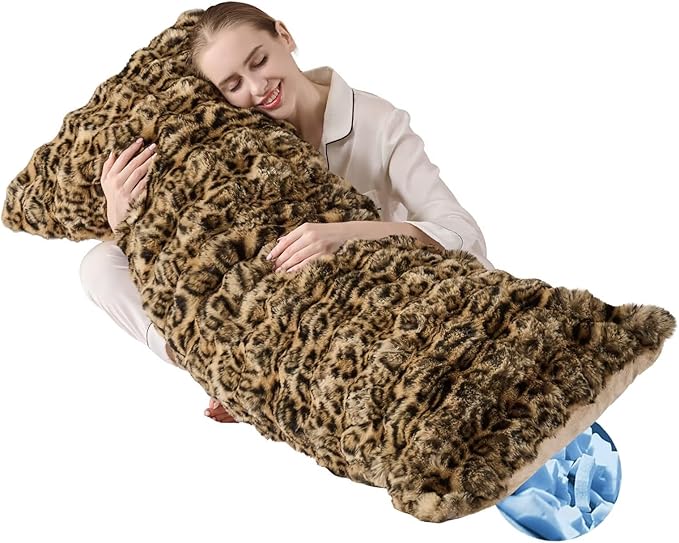 Full Body Pillow 20x54 Inch,Memory Foam Pregnancy Pillow for Side Sleepers,Orthopedic Back Support Maternity Pillow for Women (with Removable Cover)-Leopard Brown