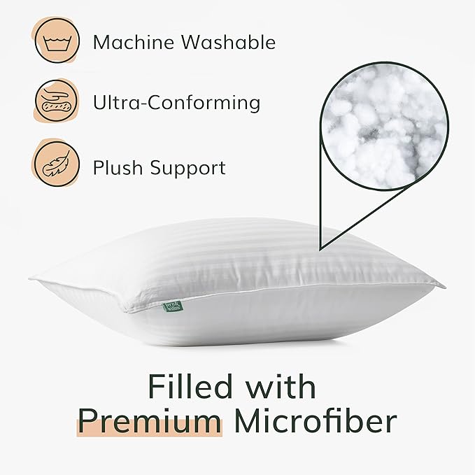 Fern and Willow Premium Bed Pillows - Set of 2, 26"x20" - Luxurious Ultra-Soft Cooling Pillow - Hotel Quality, Down Alternative Fill, Medium Firm Support for Side, Back & Stomach Sleepers