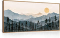 LHIUEM Boho Mountain Framed Canvas Wall Art Set,Forest Pine Tree Wall Decor,Nature Sunrise Wilderness Landscape Art Painting for Living Room,Bedroom,Dining Room,Office -20"x40"x1