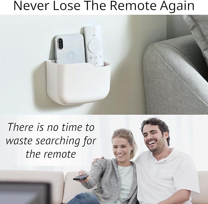 LINFIDITE TV Remote Holder Wall Mount Remote Control Holder for Bed Universal Bedside Wall Remote Holder Caddy Organizer Hole-Free Remote Control Holder (For 2 Or 3 Remote Controls–White–Quantity1