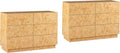 Modern 6 Drawer Dresser Set of 2 with Burl Finish, Wide Wood Chest of Drawers Clothes Organizer, Stylish Large Storage Cabinet for Bedroom or Entryway