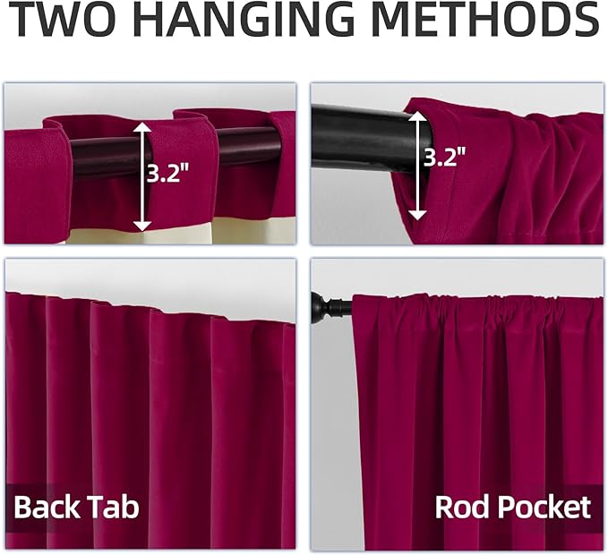 Joydeco Customized Curtains, 100% Blackout Curtains for Bedroom and Living Room, Heavy Duty Luxury Thermal Insulated Red Velvet Curtains Rod Pocket & Back Tab 1 Panel, Custom Size