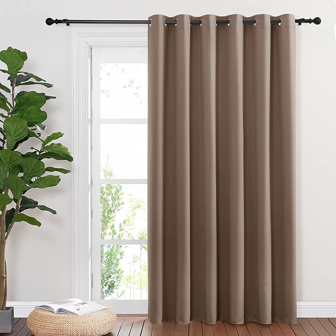 NICETOWN Blackout Blinds for Patio Door, Sliding Door Insulated Blackout Curtains, Extra Wide Curtain with Grommet Top for Villa/Hall/Parlor (Cappuccino, 80 inches W x 84 inches L)