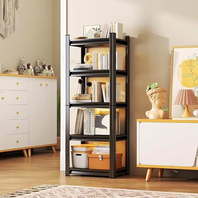 63''Storage Shelves, Garage Metal Shelving Unit, Adjustable, Double-Layer Column with Reinforced Ribs, Heavy-Duty, Capable of Bearing 3000 lbs, Suitable for Garage, Warehouse, Kitchen Storage