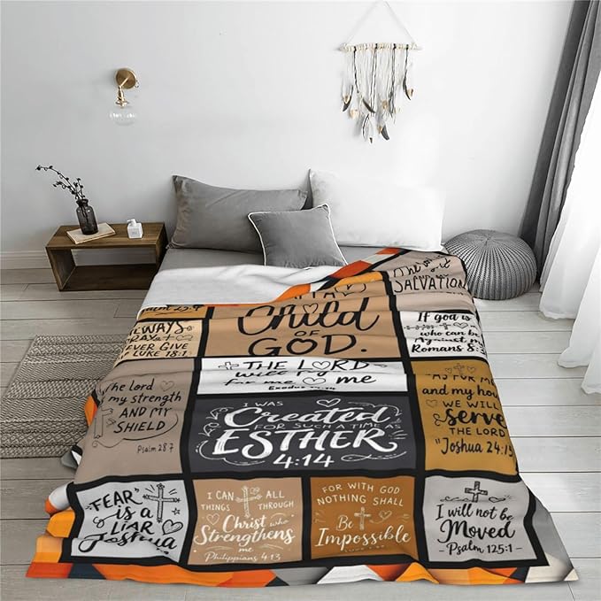Christian Gift for Women, Bible Inspirational Throw Blanket for Couch, Soft Flannel Blanket, 50"x 60" Prayers Blankets for Bedroom Sofa Living Christmas Halloween Decoration