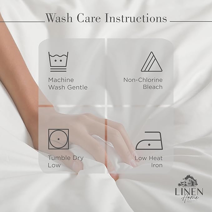 Linen Home 100% Cotton Percale Sheets Twin XL Size, Silver, Deep Pocket, 3 Pieces Set - 1 Flat, 1 Deep Pocket Fitted Sheet and 1 Pillowcase, Crisp Cool and Strong Bed Linen