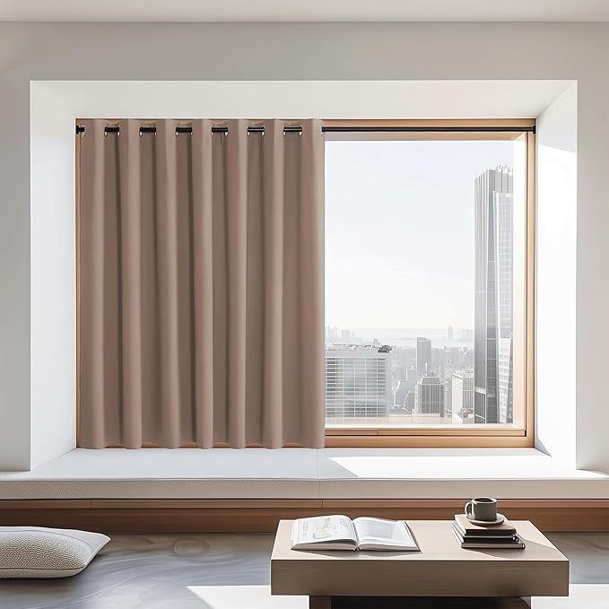 NICETOWN Blackout Curtains 72 inches Long, Grommet Privacy Window Treatment Thermal Insulated Room Darkening Sliding Glass Door Drape for Bedroom Living Room, 1 Panel, W100 x L72, Cappuccino