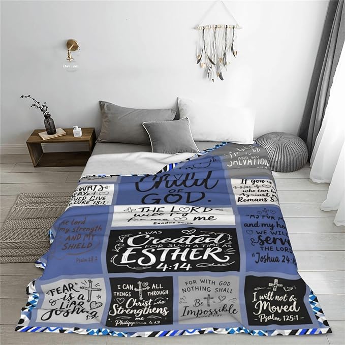 Christian Throw Blanket for Couch, Inspirational Gift for Women, Super Soft Plush Flannel Blanket, 50"x 60" Thoughts and Prayers Blankets for Bedroom Sofa Living Room Decoration