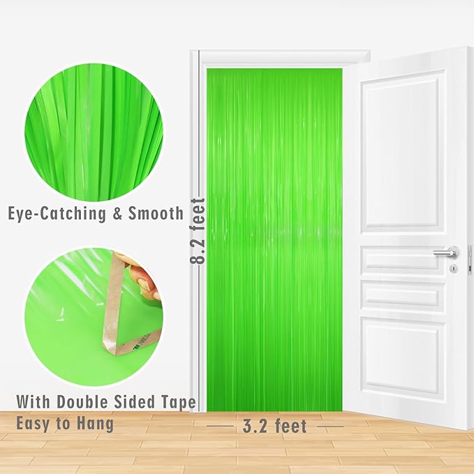 GOER 3.2 ft x 8.2 ft Party Backdrop Party Streamers for Birthday,Graduation,New Year Eve Decorations Wedding Decor(4 Packs,Candy Lime Green)