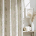 100% Boho Blackout Curtains 72 Inches Long for Bedroom, Green on Beige Patterned Bohemian Curtains for Living Room, Geometric Striped Thermal Insulated Window Drapes Gromment Top 2 Panels