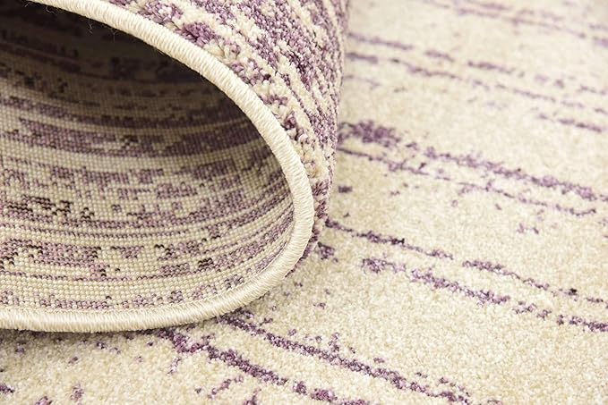 Unique Loom Del Mar Collection Area Rug - Jennifer (7' 10" Square, Purple/ Ivory)