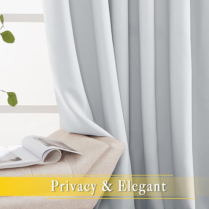 NICETOWN Room Darkening Patio Door Curtain for Living Room Darkening Grommet Sound Reducing Privacy Window Treatment for Bedroom, Greyish White, 1 Panel, W80 x L102