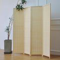 Furnnylane 4 Panel Bamboo Room Divider and Folding Panel Screen,Bamboo Panel Divider for Room Separation,Beige,67" H x 61.4" W