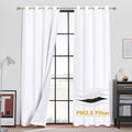 RYB HOME Soundproof & Dust Particle Filtering Curtains Blackout Window Treatment for Bedroom Living Room Divider Nursery Daytime Sleeping Patio Door, Pure White, W52 x L 102 inch, 2 Panels