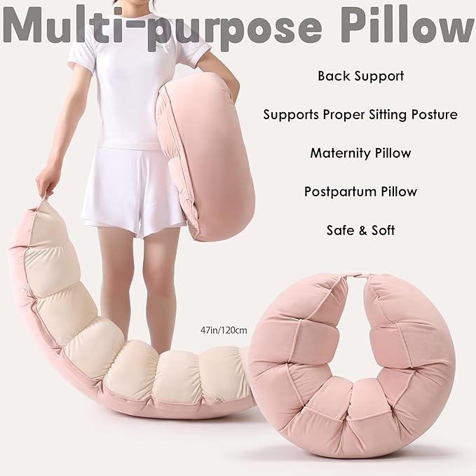 Peallow(Pat. Pend) – Long Round Body Pillow for Adults, Bolster Pillow for Sleeping, Soft and Supportive Pillow for Sleeping & Lumbar Support