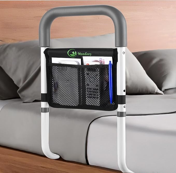 Moodooy Bed Rail for Elderly,Bed railings for Seniors,Sturdy and Stable, Height Adjustable,Bed Railing for Seniors with Fixing Strap and Storage Pocket,Bed Rails for Elderly Adults Safety,bedrails