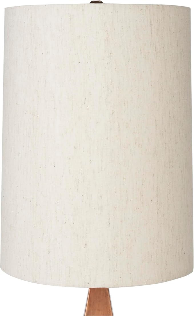 Nourison Home 21" Copper Finish Wood Triangle Table Lamp for Bedroom, Living Room, Dining, Office, Entryway