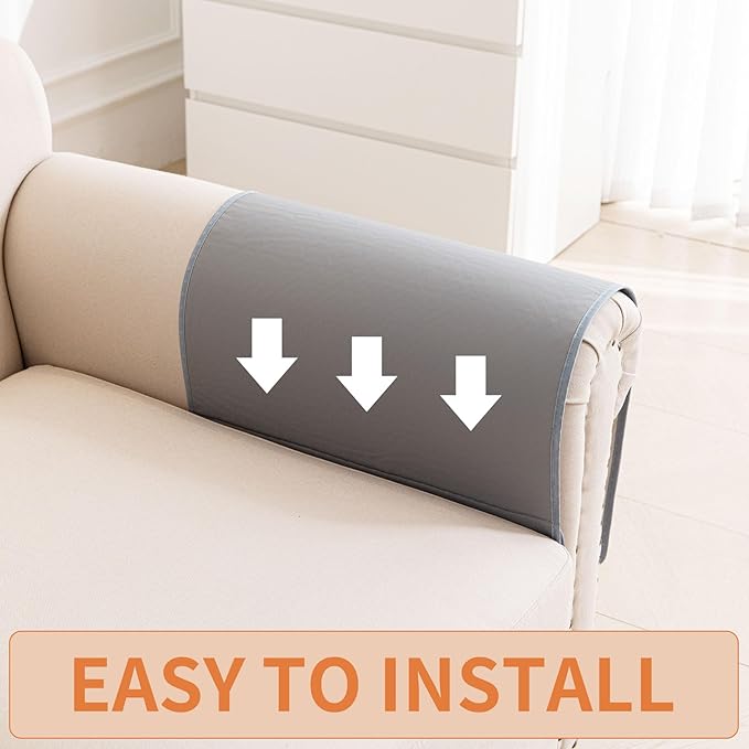 HAOMAIJIA Anti Slip Sofa Armrest Organizer Arm Chair Bedside Caddy Storage Organizer For Recliner Couch With 6 Pockets For Cell Phone Tv Remote Control (Light Gray, 31.89 inches × 18.5 inches)
