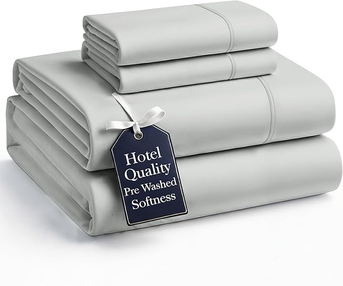 Casa Platino Full Bed Set, Pre-Washed Ultra Soft & Breathable Full Bed Sheets Set, Brushed Microfiber Sheets Full Size, Fade Resistant Full Size Sheets Set with Deep Pockets - Silver