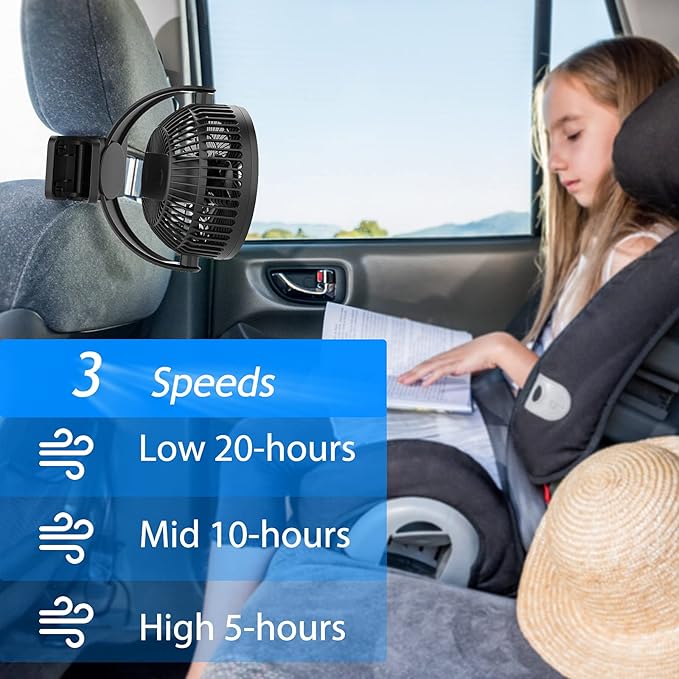 Svinkal Portable Magnetic USB Clip on Fan - 6 Inch 5000mAh Rechargeable, 3 Speed, 720° Adjustable, Personal Desk Fan for Bedroom, Camping, Golf Cart, Office