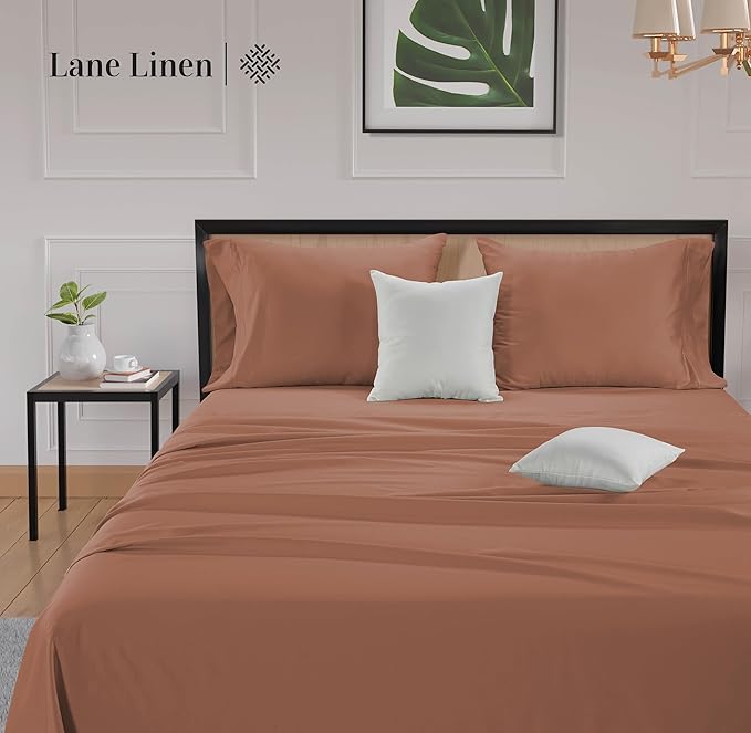 LANE LINEN Split King Sheet Sets for Adjustable Beds - 5 PCs, 600 Thread Count Split King Sheets Set - Sateen King Split Sheets for Adjustable Bed - Split Top King Sheets Set for Bed - Rose Dawn