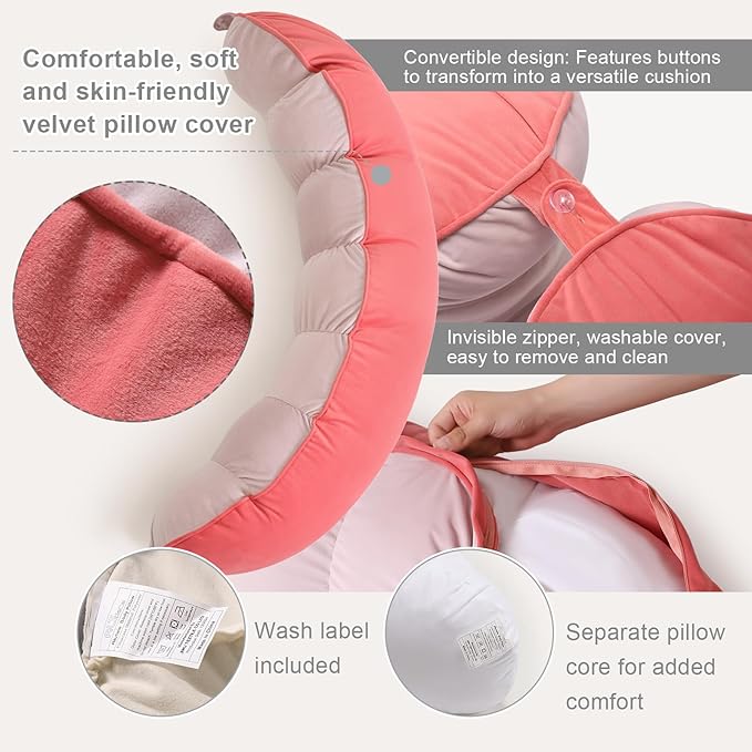 Peallow(Pat. Pend) – Long Round Body Pillow for Adults, Bolster Pillow for Sleeping, Soft and Supportive Pillow for Sleeping & Lumbar Support(Coral Peach,39")