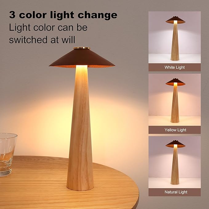 Battery Operated LED Table Lamps, 2000mAh Cordless Desk Lamp with 3 Level Brightness Touch Control Night Light for Nursery,Bedroom,Dining Room(Natural)