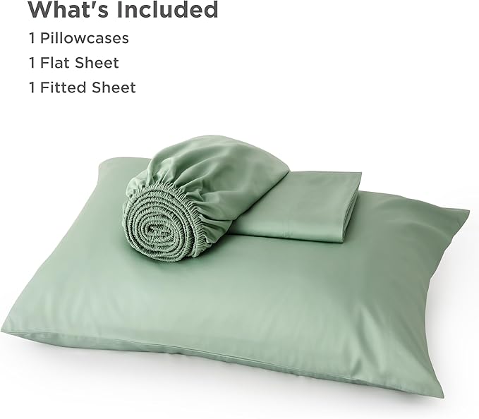 Bedsure Cooling Sheets Twin XL, Rayon Derived from Bamboo, Breathable & Soft Twin XL Sheet Sets, Deep Pocket Up to 16 Inches, Hotel Luxury Silky Dorm Bedding for Hot Sleepers, Sage Green