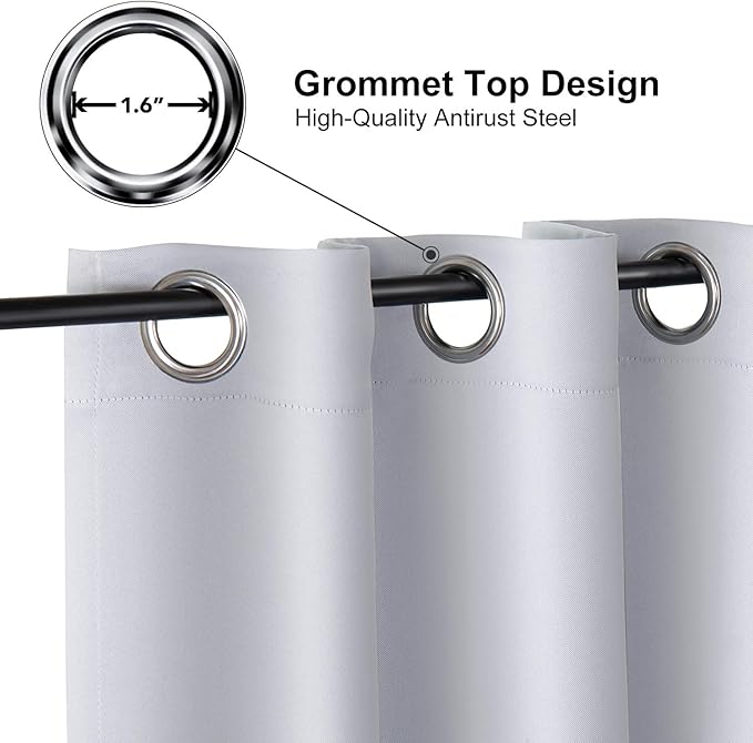 ChrisDowa Small Window Curtains for Kitchen and Bedroom - Grommet Short Thermal Insulated Room Darkening Curtains (2 Panels, Greyish White, 34 x 36 Inch)
