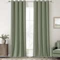 ChrisDowa 100% Blackout sage Solid Curtains 102 Inches Long 2 Panels for Bedroom Living Room,Farmhouse Room Darkening Thermal Insulated Soundproof Grommet Top Window Treatment Drapes,52x102