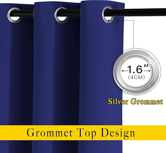 NICETOWN Blackout Window Curtains and Drapes - Thermal Insulated Solid Grommet Top Blackout Panels/Draperies for Kid's Room (Navy Blue, 1 Pair, 52 x 63 Inch)
