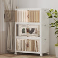 Extra Large Stackable Storage Bins with Lids & Wheels, Foldable Plastic Storage Bins (White, 19.7"×12.4"×33.4")