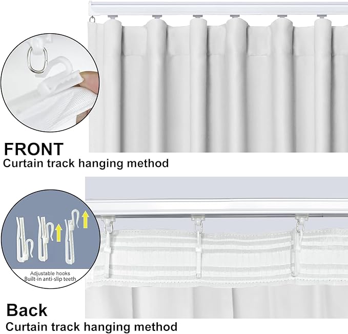 Room Divider Blackout Curtain Track Curtains Wall Dividers Panels Screen for Living Rooms Bedroom Office Privacy Partition Separation, W100 × L96 Inch,1 Panel, White