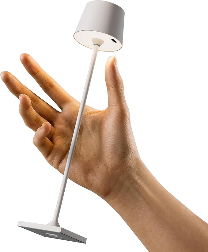 Modern LED Color-Changing Cordless Table lamp, 7 Colors, metal Shade, Touch control with sleep mode for Restaurant, Bedroom, Outdoor Camping, Coffee Shop, Night Light, Rechargeable (Greige 1PACK)