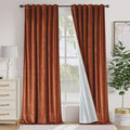 Lazzzy Burnt Orange Velvet Curtains 108 Inches Long Blackout Thermal Insulated Room Darkening Lined Curtain Drapes Back Tab Window Treatments for Bedroom Living Room 2 Panels,52 x 108 Inch, Caramel