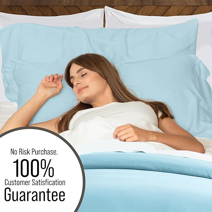 Bella Coterie Luxury Bamboo Viscose Queen Size Duvet Cover Set | 100% Organically Grown | Corner Ties | Ultra Soft | Cooling | Two Pillow Shams | 90 x 94 | No Insert [Coastal Blue]