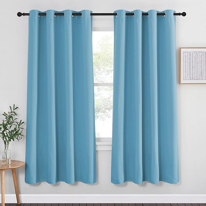 NICETOWN Blackout Curtain Panel for Window - Window Treatment Thermal Insulated Solid Grommet Blackout Drape for Bedroom (Teal Blue, Single Panel, 52 by 72 inches)