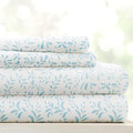Linen Market Double-Brushed Patterned Microfiber California King Sheet Set 4 Piece – Oeko-TEX Certified Ultra Soft & Wrinkle-Free - 16" Deep Pocket Sheets Easy Care Cal-King Size - Vines Light Blue