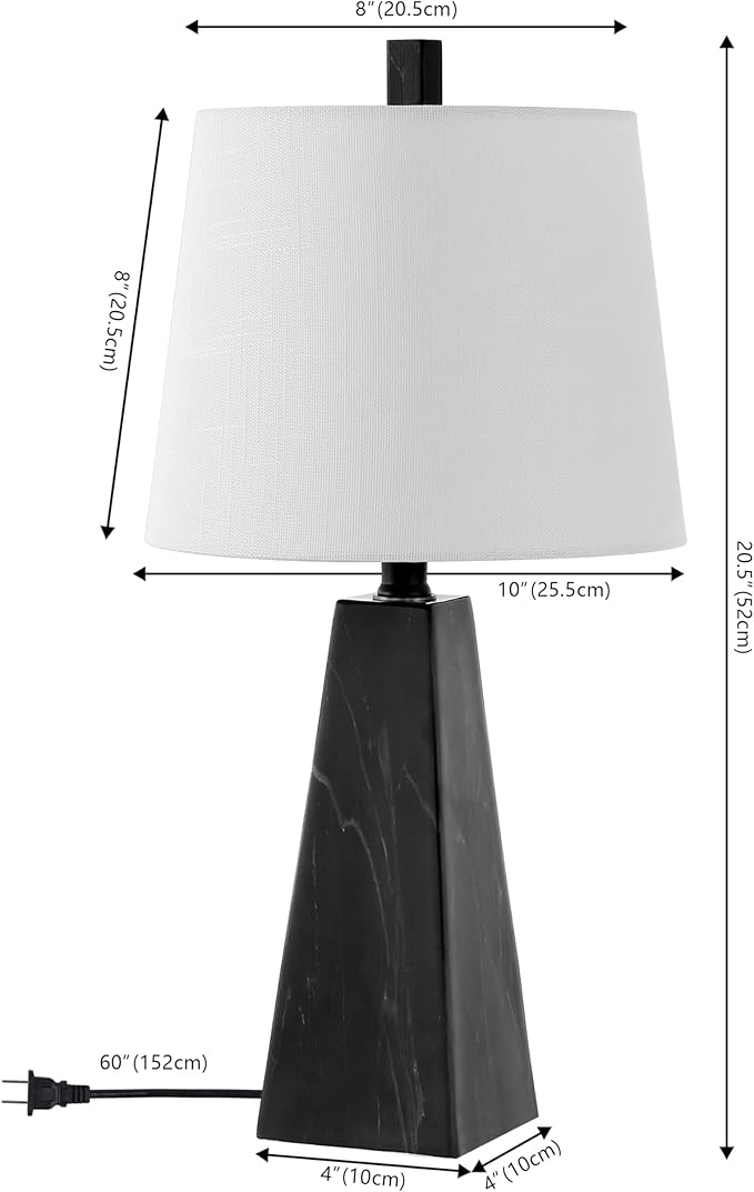 JONATHAN Y JYL1037D-SET2 Owen 20.5" Resin LED Table Lamp Contemporary, Office, Living Room, Family Room, Dining Room, Bedroom, Hallway, Foyer, Black Marble Finish (Set of 2)