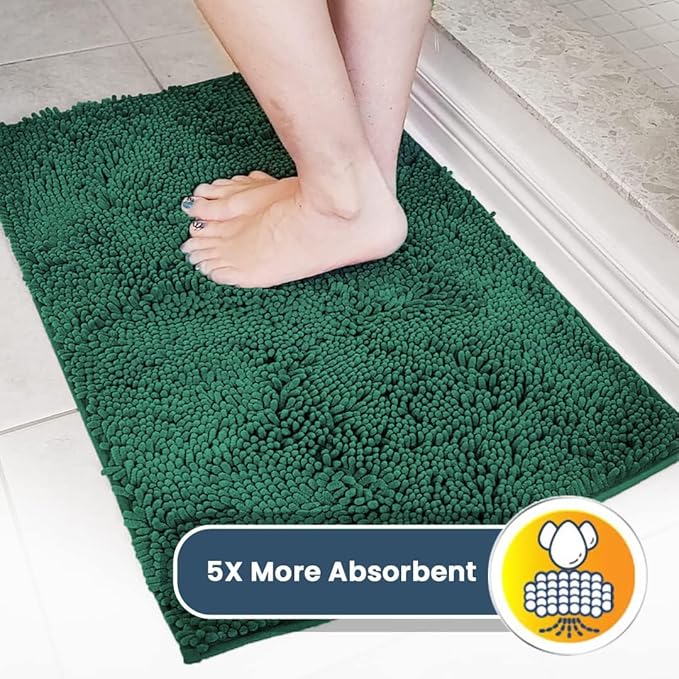 Muddy Mat® Shown on TV – Super Absorbent Microfiber Dog Door Mat for Muddy Paws, Non-Slip Washable Pet Rug, Quick Dry Chenille Entryway Carpet, Machine Washable Indoor Outdoor mat, Dark Green 28"x18"