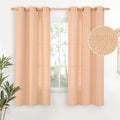 YoungsTex Linen Curtains 63 Inches Length for Living Room, Light Filtering Textured Short Window Drapes with Bronze Grommet Privacy for Bedroom Bathroom, Peach, 42 x 63 Inch, 2 Panels