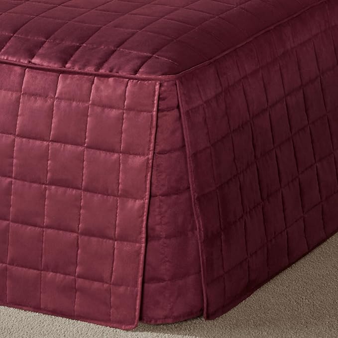 Touch of Class Camden Luxury Bedding | Neutral Claret Color | Classic Fitted Bedspread | Faux Suede Box Quilted Design | Designed 2 Piece Set Includes Twin Bedspread and 1 Standard Sham