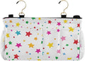 Bedside Caddy Hanging Bunk Bed Caddy Bed Organizer Hanging Pocket with 2 Hooks Bedside Storage Organizer Pocket Bag Holder Small Colorful Stars and Dots