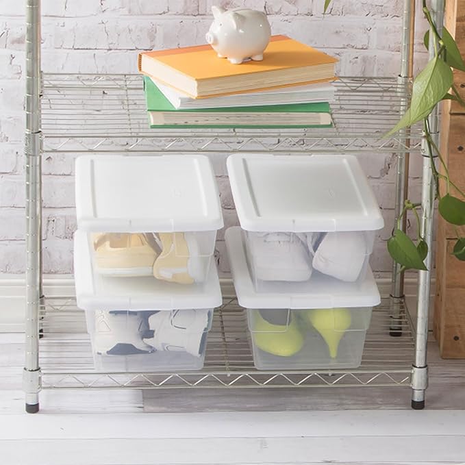 Sterilite 36-Pack 6 Quart Storage Box, Stackable Clear Plastic Bins with Snap-On Lids - Heavy-Duty Organizing Containers for Closet, Bathroom, and Office