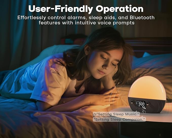 MOMILLA Sunrise Alarm Clock with Bluetooth Speaker, White Noise Sound Machine, Alarm Clocks for Heavy Sleepers Bedrooms, Wake up Light Night Lights Lamp, Chirstmas Gifts for Boys and Girls Adults