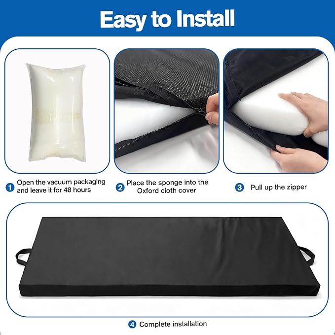 Bedside Fall Mats for Elderly 2.5 Inch Rollable High Density Foam Floor Mats 71.6 * 24 Inch Waterproof Non Slip Protection Mat for Elderly, Handicap, Senior